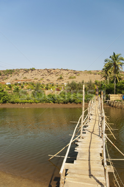 Most rzeki goa Indie drewna Zdjęcia stock © imagedb