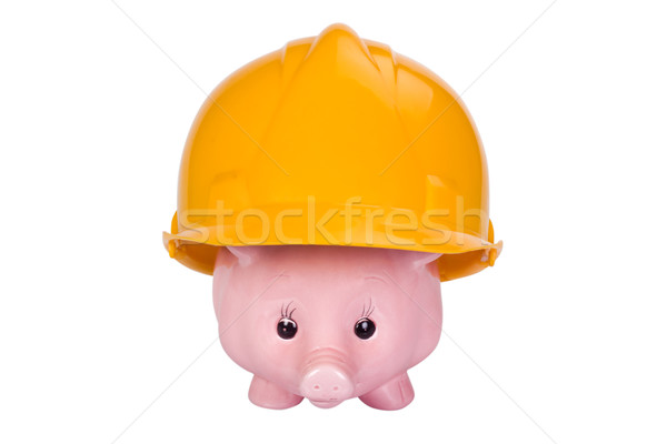 Spaarvarken veiligheidshelm varken veiligheid planning Stockfoto © imagedb
