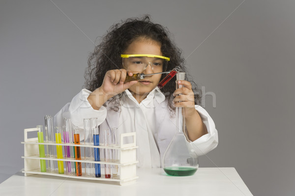 Lány tudós gyermek tudomány laboratórium labor Stock fotó © imagedb
