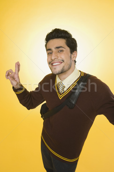 Portret biznesmen uśmiechnięty palce działalności człowiek Zdjęcia stock © imagedb