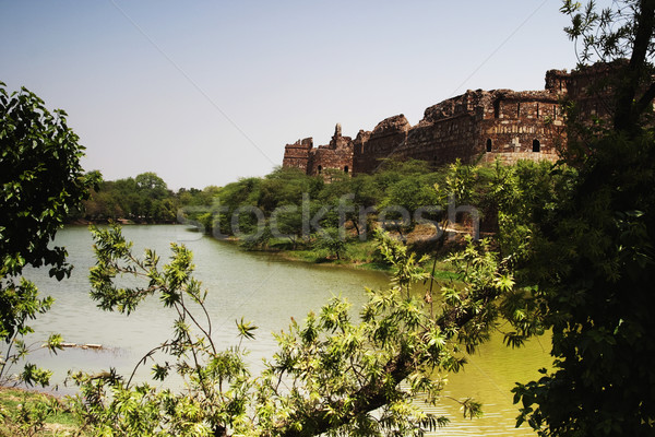 Fort vecchio Delhi India cielo acqua Foto d'archivio © imagedb