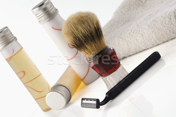 Schoonheid groep vloeibare cosmetica handdoek objecten Stockfoto © imagedb