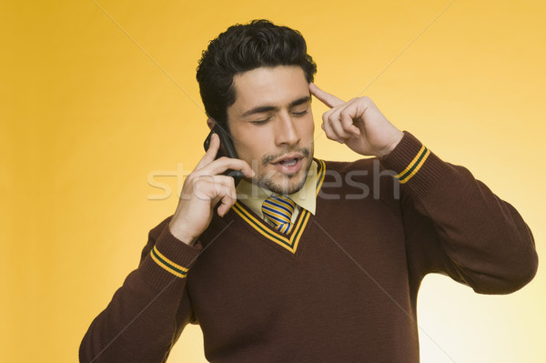 üzletember beszél mobiltelefon üzlet férfi technológia Stock fotó © imagedb