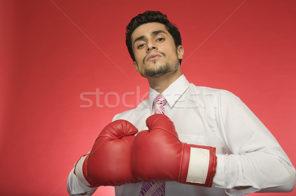 Ritratto imprenditore indossare guantoni da boxe uomo sport Foto d'archivio © imagedb