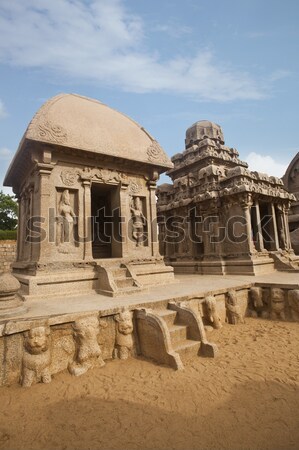 Ancient Pancha Rathas temple at Mahabalipuram, Kanchipuram District, Tamil Nadu, India Stock photo © imagedb