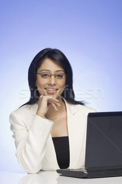 портрет деловая женщина рабочих ноутбука женщину интернет Сток-фото © imagedb