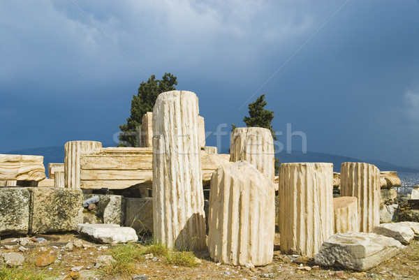 Ruines kolommen veld Acropolis Athene Griekenland Stockfoto © imagedb