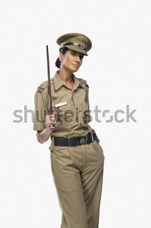 Close-up of a boy dressed as a police uniform looking through a  Stock photo © imagedb