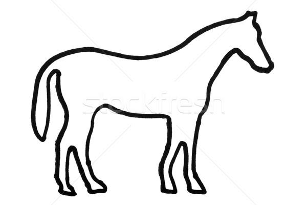 Schets paard zwarte permanente illustratie horizontaal Stockfoto © imagedb