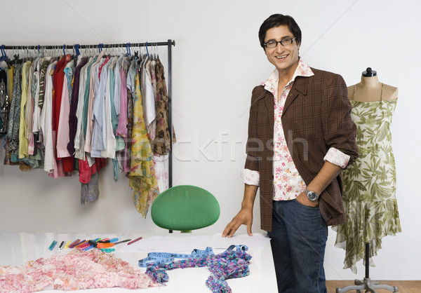 Portré szabó áll ruházat bolt mosolyog Stock fotó © imagedb