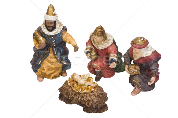 Baby jesus bijbel geschenk standbeeld antieke Stockfoto © imagedb