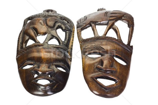 Twee houten maskers masker olifant Stockfoto © imagedb