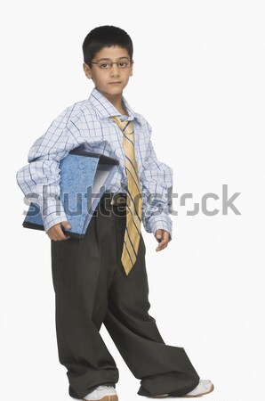 Portré fiú visel túlméretezett ruházat tart Stock fotó © imagedb