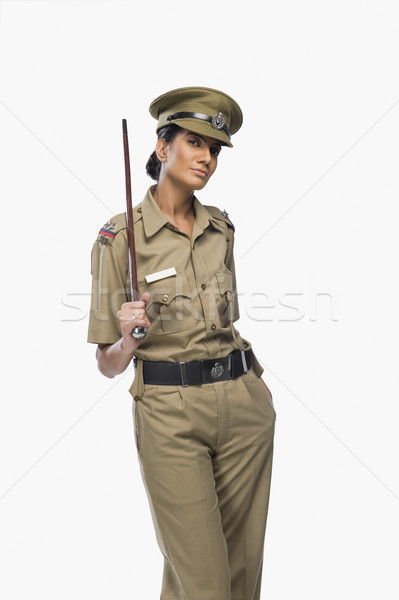 Retrato femenino oficial de policía palo mujer Foto stock © imagedb