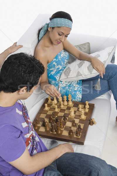 Görmek çift oynama satranç eğlence Stok fotoğraf © imagedb