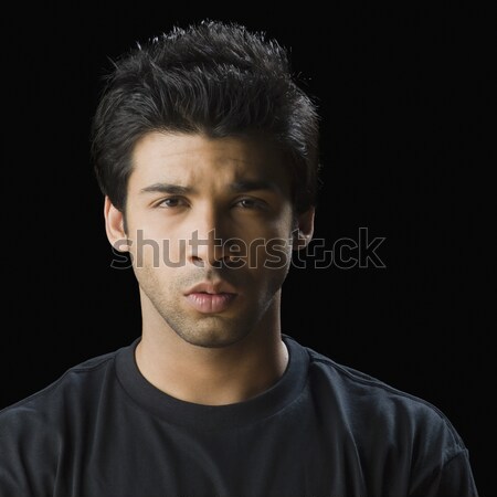 Portret man naar triest glimlachend mannelijke Stockfoto © imagedb