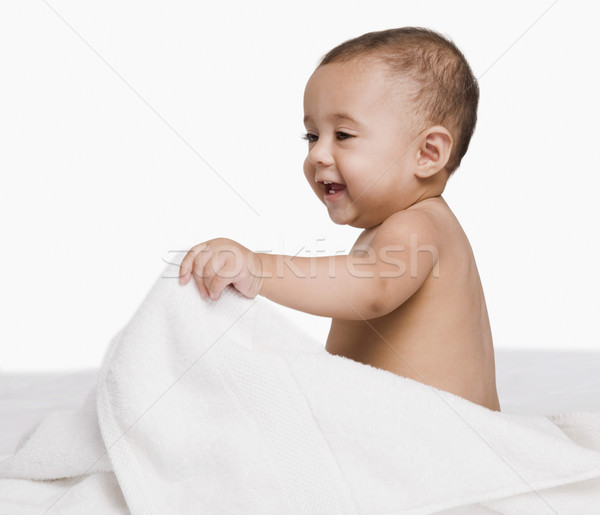 Bebé nino jugando toalla diversión blanco Foto stock © imagedb