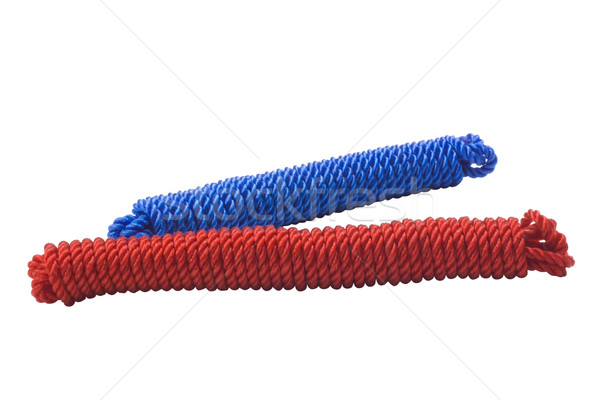 [[stock_photo]]: Deux · nylon · corde · texture · bleu