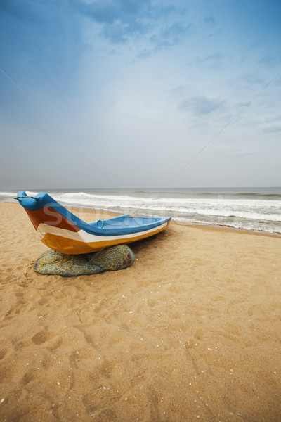 Fishing boat on the beach, Chennai, Tamil Nadu, India Stock photo © imagedb