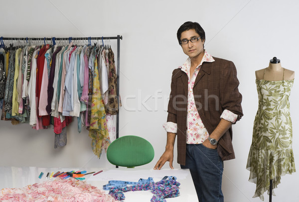 Portré szabó áll ruházat bolt divat Stock fotó © imagedb