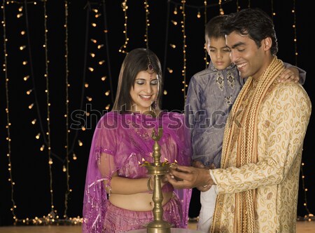 Couple praying on Diwali Stock photo © imagedb