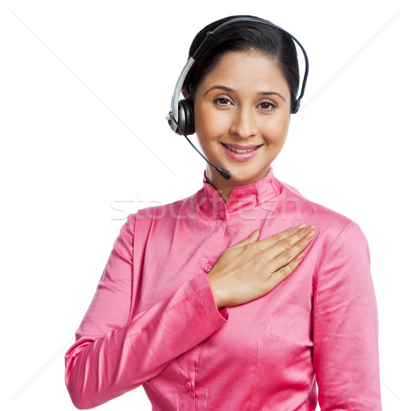Portrait of a female customer service representative with his hand on heart Stock photo © imagedb