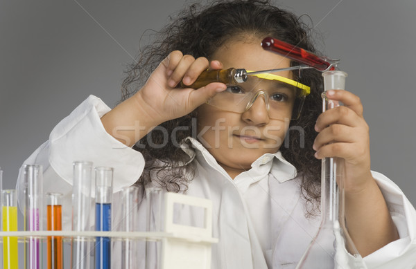 Stock foto: Mädchen · Wissenschaftler · Kind · Wissenschaft · Labor · Labor