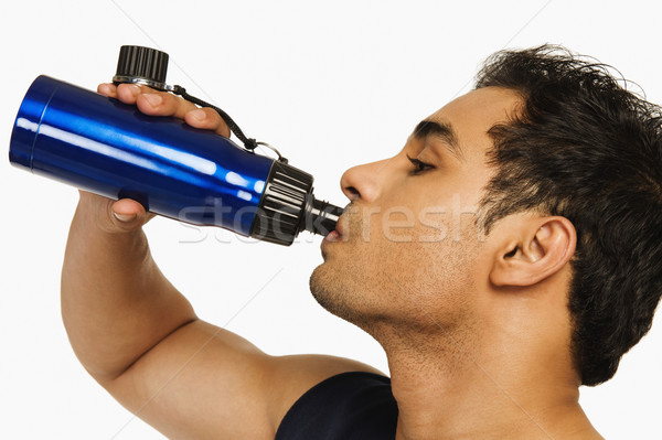 Foto stock: Hombre · agua · potable · botella · energía · uno