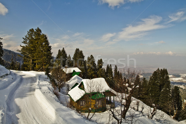 Snow covered tourist resort, Kashmir, Jammu And Kashmir, India Stock photo © imagedb