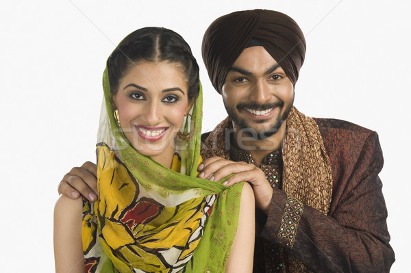 Portret sikh paar glimlachend geluk fotografie Stockfoto © imagedb