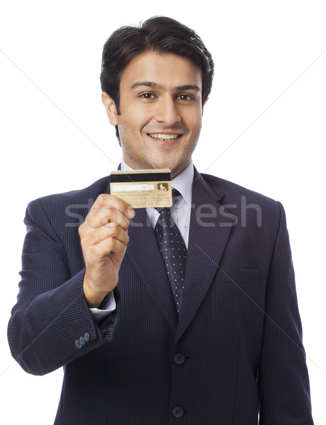 Foto stock: Retrato · empresário · cartão · de · crédito · negócio · homem