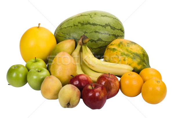 Foto stock: Maçã · fruto · grupo · frutas · pêssego