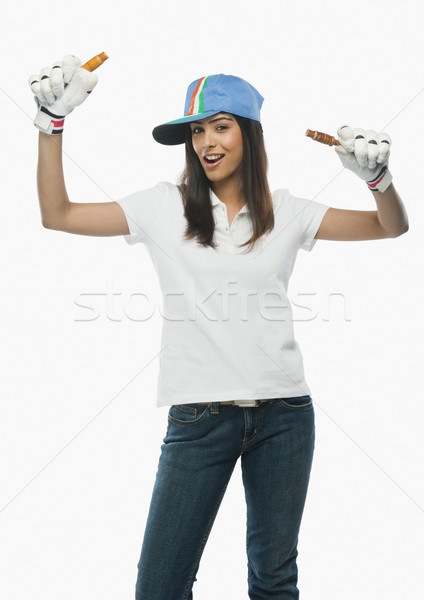 Ritratto femminile cricket fan donna Foto d'archivio © imagedb