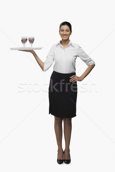Air hôtesse plateau verres à vin verre [[stock_photo]] © imagedb