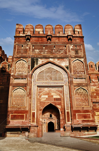 Entrance gate of a fort, Agra Fort, Agra, Uttar Pradesh, India Stock photo © imagedb