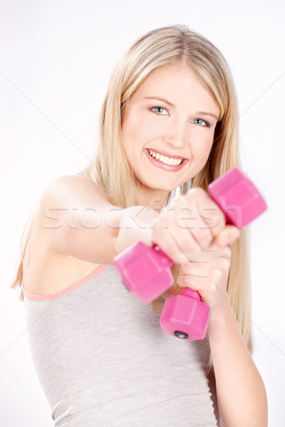 Gelukkig fitness vrouw blond haren vrouw fitness Stockfoto © imarin