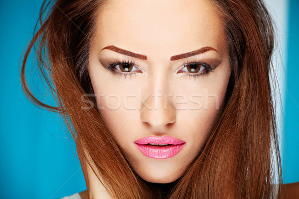 Make-up vrouw brunette gezicht schoonheid Stockfoto © imarin