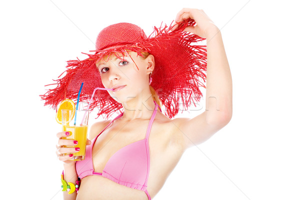 Bikini koktajl dość duży czerwony hat Zdjęcia stock © imarin