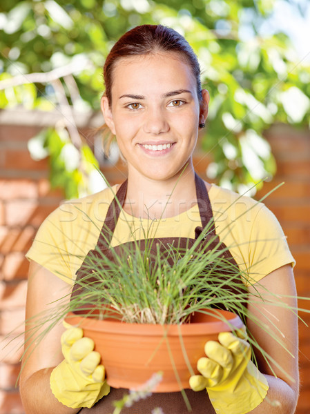 Plantes jeune femme jardin femme [[stock_photo]] © imarin