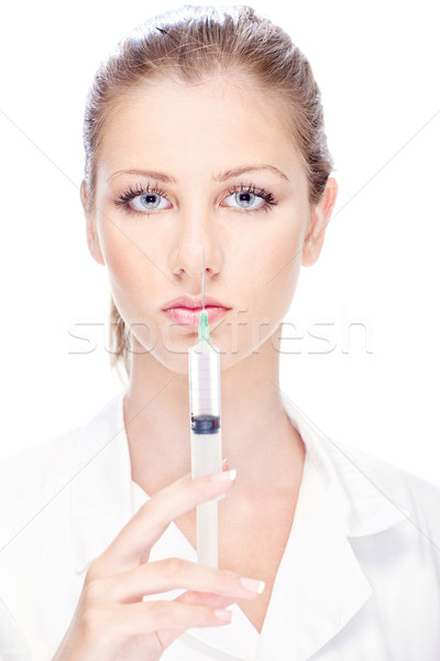 Foto stock: Bastante · femenino · médico · guapo · enfermera