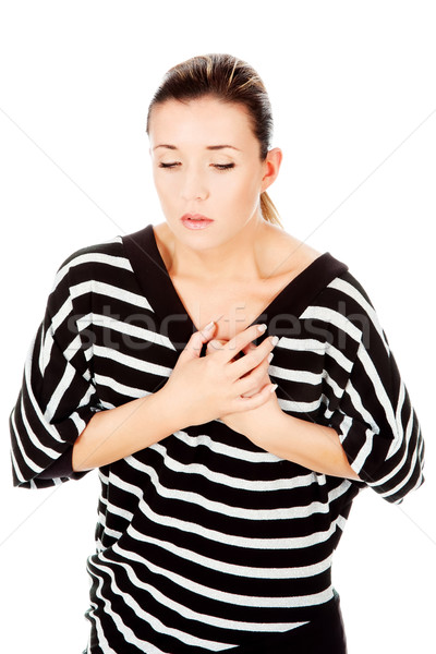 woman having chest pain Stock photo © imarin