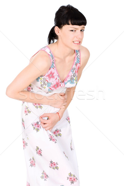 Vrouw verschrikkelijk pijn maag gezondheid jeugd Stockfoto © imarin