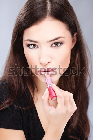 Lippenstift Lippen ziemlich Mädchen Schwerpunkt Frau Stock foto © imarin