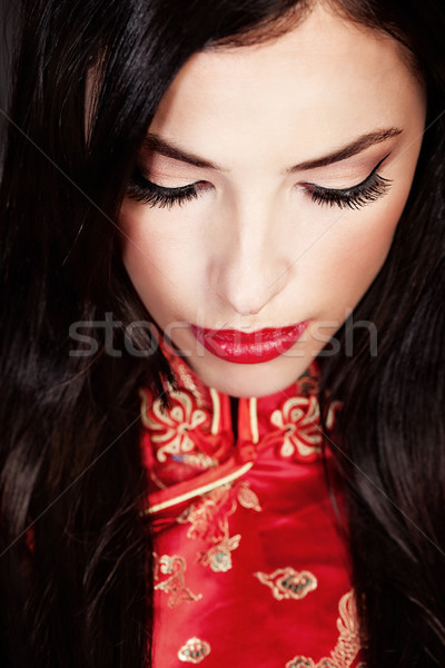 woman in red Cheongsam Stock photo © imarin