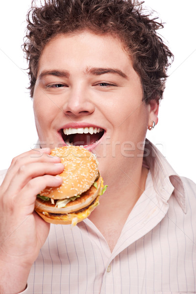 商業照片: 豐滿的 · 漢堡 · 可愛 · 吃 · 麵包 · 肉類