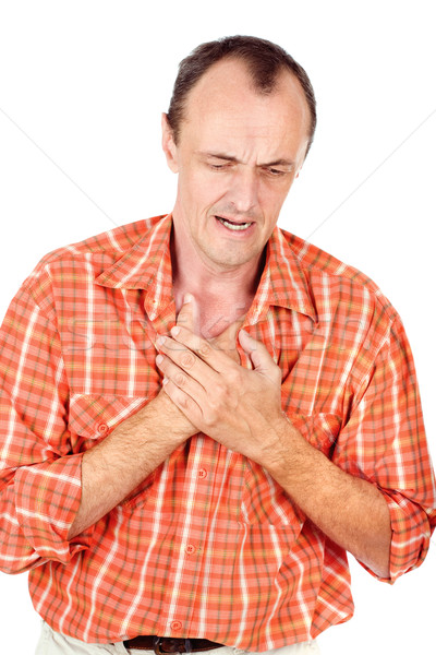 Probléma légzés férfi izolált fehér szív Stock fotó © imarin