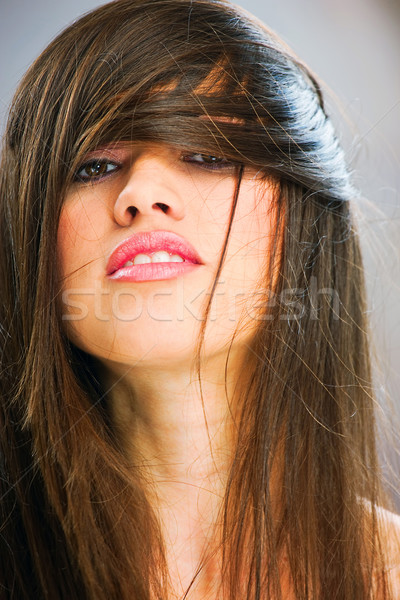 Femme cheveux longs joli brunette fille jeunes [[stock_photo]] © imarin