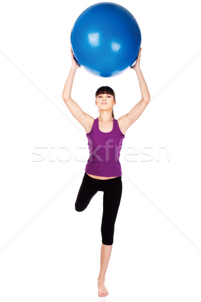 Femme fitness exercice pilates bleu balle [[stock_photo]] © imarin