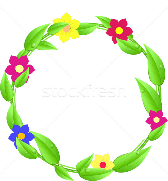 Foto stock: Folhas · flores · texto · espaço · isolado · branco