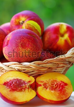 Foto stock: Cesta · completo · maduro · pêssegos · comida · fruto